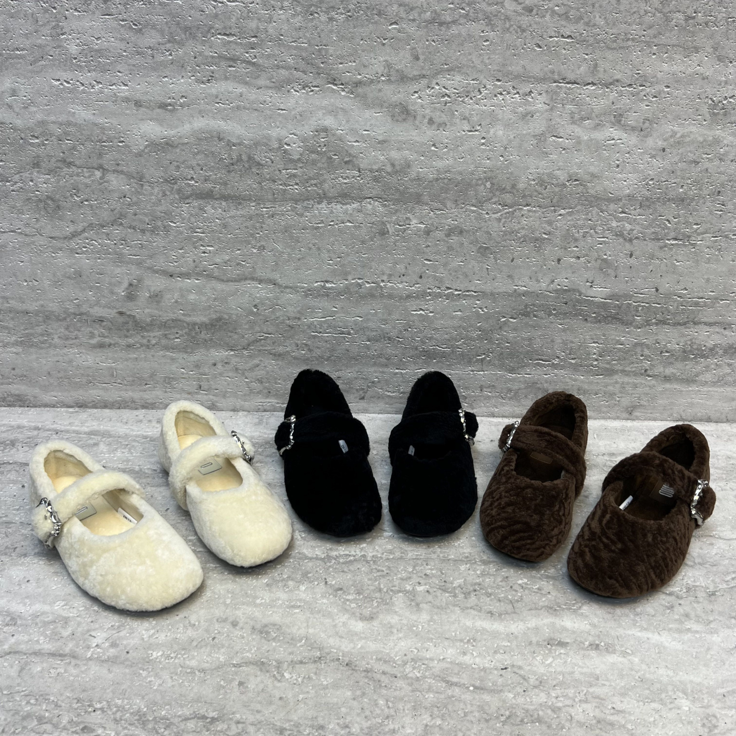 羊毛平底浅口皮带扣玛丽珍鞋棉鞋