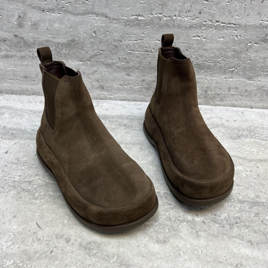 牛反绒厚底套筒英伦切尔西靴短靴