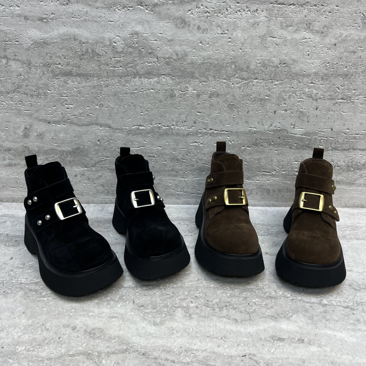 厚底增高魔术贴英伦风马丁靴短靴