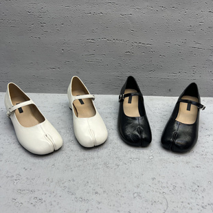 欧货真皮粗跟分趾玛丽珍鞋 欧洲站女鞋 2026春季 新款 女 一字扣带单鞋