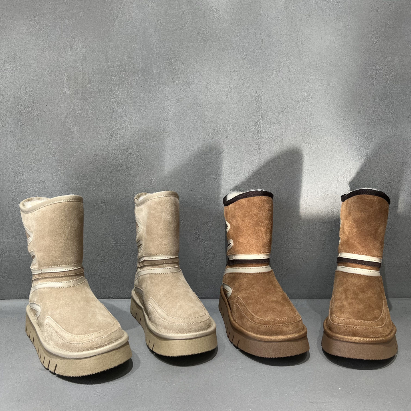 欧货真皮厚底套筒加绒保暖雪地靴