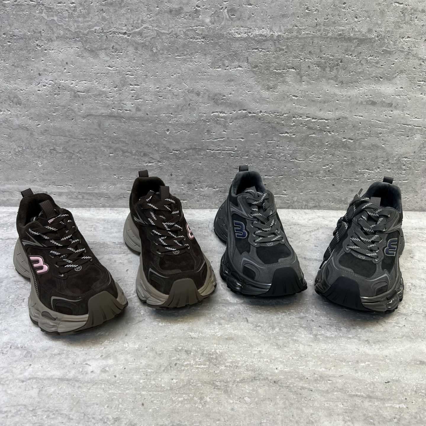 欧货系带拼色厚底绒里保暖休闲鞋