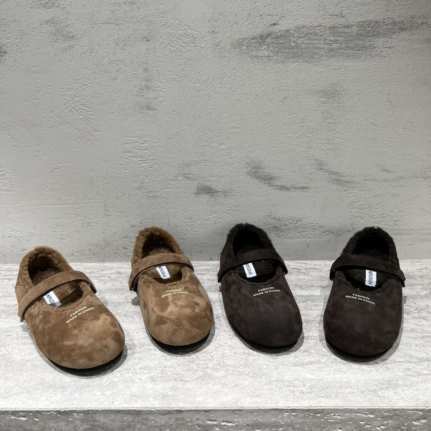 厚底魔术贴羊毛保暖玛丽珍鞋棉鞋