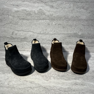 乐魔女鞋2025冬季新款欧货真皮磨砂皮厚底加绒保暖套筒雪地靴短靴