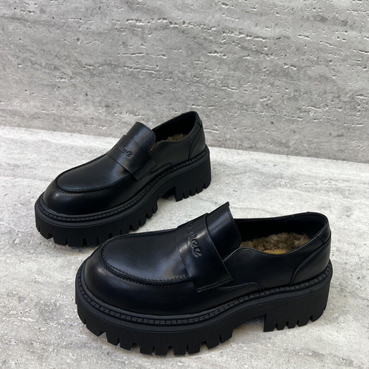 欧洲女鞋2025冬季新款欧货皮面粗跟圆头一脚蹬加绒乐福鞋小皮鞋女,女鞋,乐福鞋（豆豆鞋）,淘宝优惠券,粉丝福利购,淘宝优惠卷