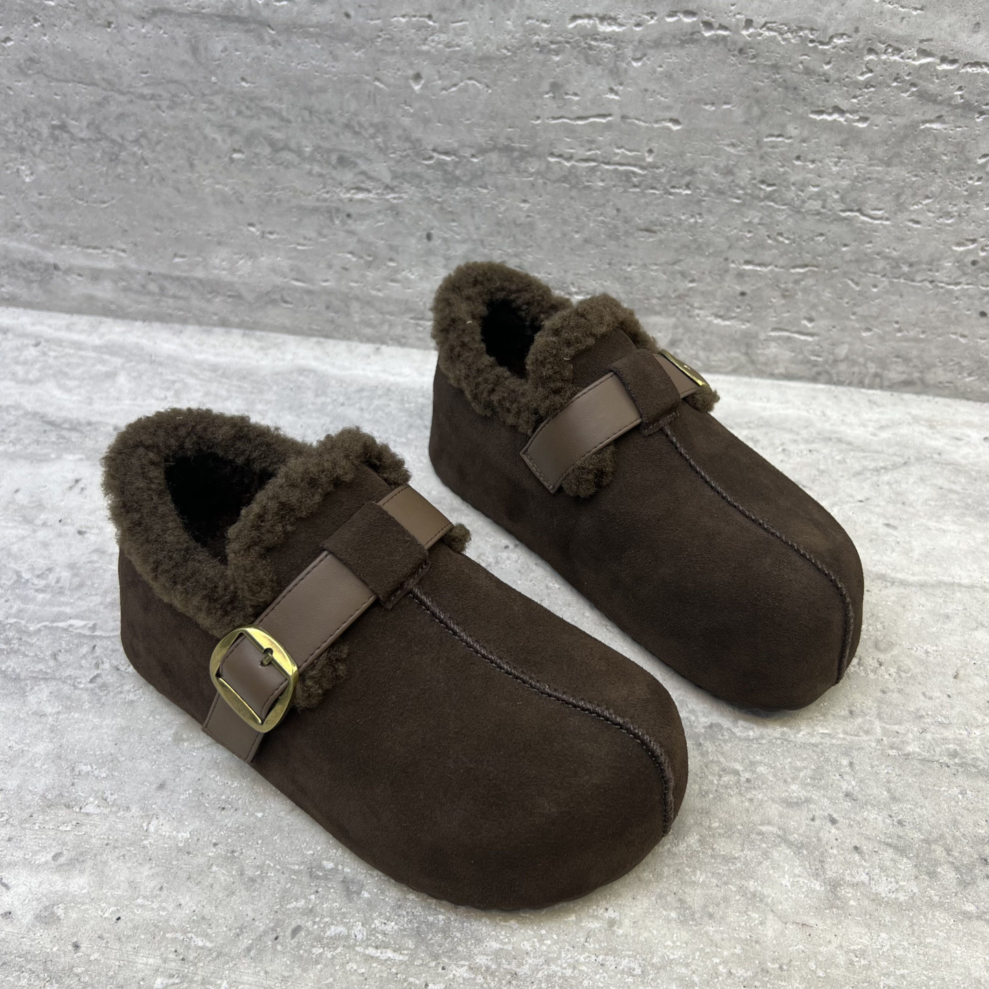 内增高皮带扣加绒保暖休闲棉鞋女