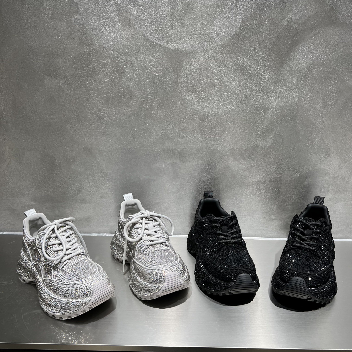 欧洲站2026春季新款欧货真皮女鞋厚底磨砂皮烫钻运动老爹鞋松糕鞋