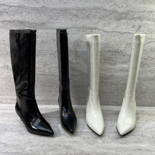 骑士靴 新欧货真皮尖头细跟套筒高筒长靴高跟鞋 欧洲站女鞋 2025秋季