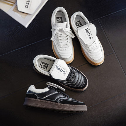 MRA改良足球板鞋男款秋季运动休闲阿甘小白鞋平底通勤翻盖德训鞋