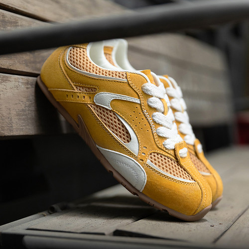 MRA姜黄色赛车鞋薄底情侣德训鞋秋季透气运动休闲潮鞋子男女同款