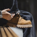 男款 皮鞋 2025新款 低帮大黄靴厚底增高大头工装 秋季 MRA棕色德比鞋