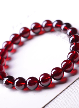 8A级天然酒红石榴石手链 单圈手串 红润干净 女人石 美容养颜