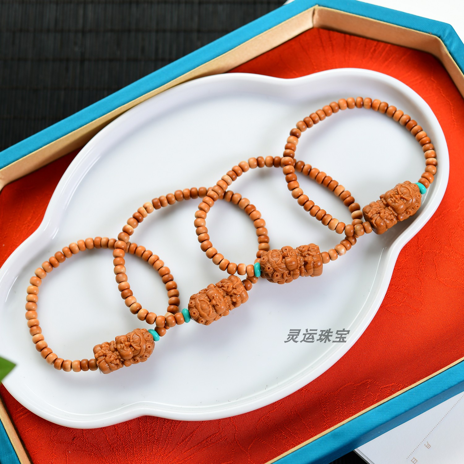 天然橄榄核小老型珠单圈手串手链 搭配老山檀财神 约4.8mm