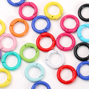 diy烤漆彩色弹簧扣钥匙扣圈金属手机链包包连接圈手工开口圈扣环