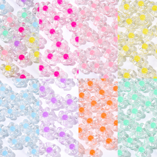 12mm内彩透明内彩梅花珠花朵亚克力手工编织手链发绳串珠饰品配件