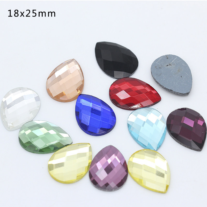 水滴18x25mm 平底玻璃宝石 手机美容饰品帐号钻水钻 玻璃宝石20颗