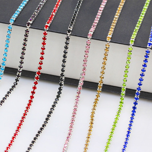 国贸A钻 密爪镀银彩色水晶爪链diy手工水钻服装配饰 2mm/3mm/4mm