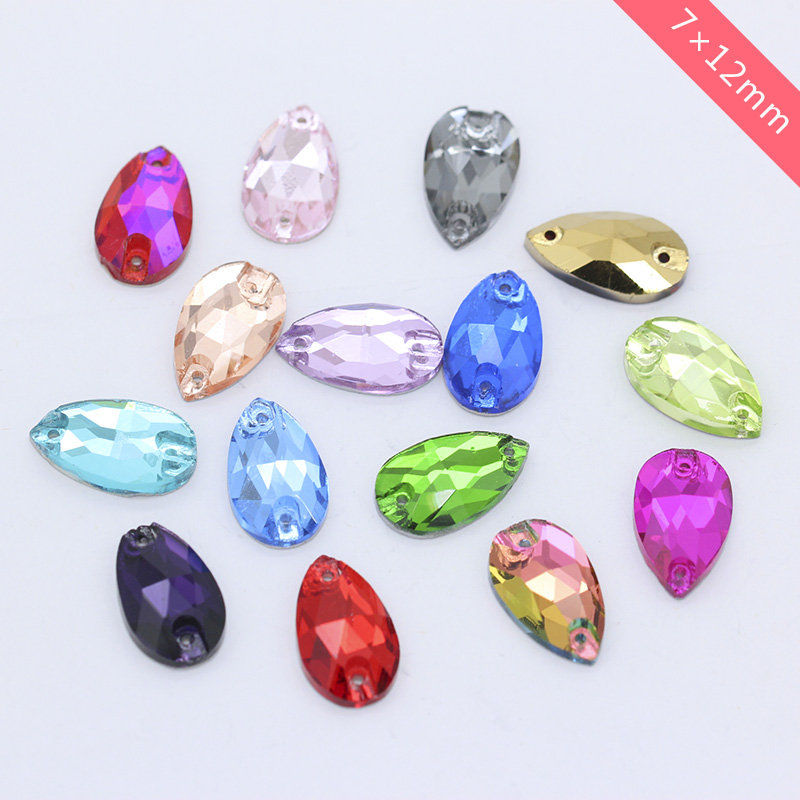 特精水晶玻璃手缝钻7x12mm水滴 平底双孔 缝衣服钻婚纱贴钻72颗,饰品/流行首饰/时尚饰品新,其他DIY饰品配件,淘宝优惠券,粉丝福利购,淘宝优惠卷
