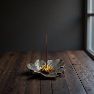 禅意树叶枫叶香插香座陶瓷线香托室内立香托中式 茶桌线香底座香插