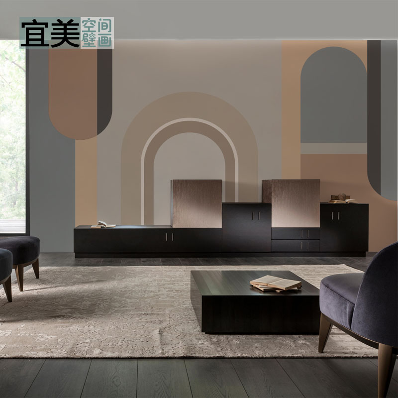 直播间几何图形立体背景墙纸
