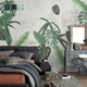 背景墙壁纸现代简约壁布卧室墙纸墙布热带雨林植物壁画 北欧风格