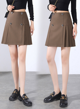 春季咖色a字短裙半身裙女2026季新款高腰显瘦遮跨百搭小个子0108z