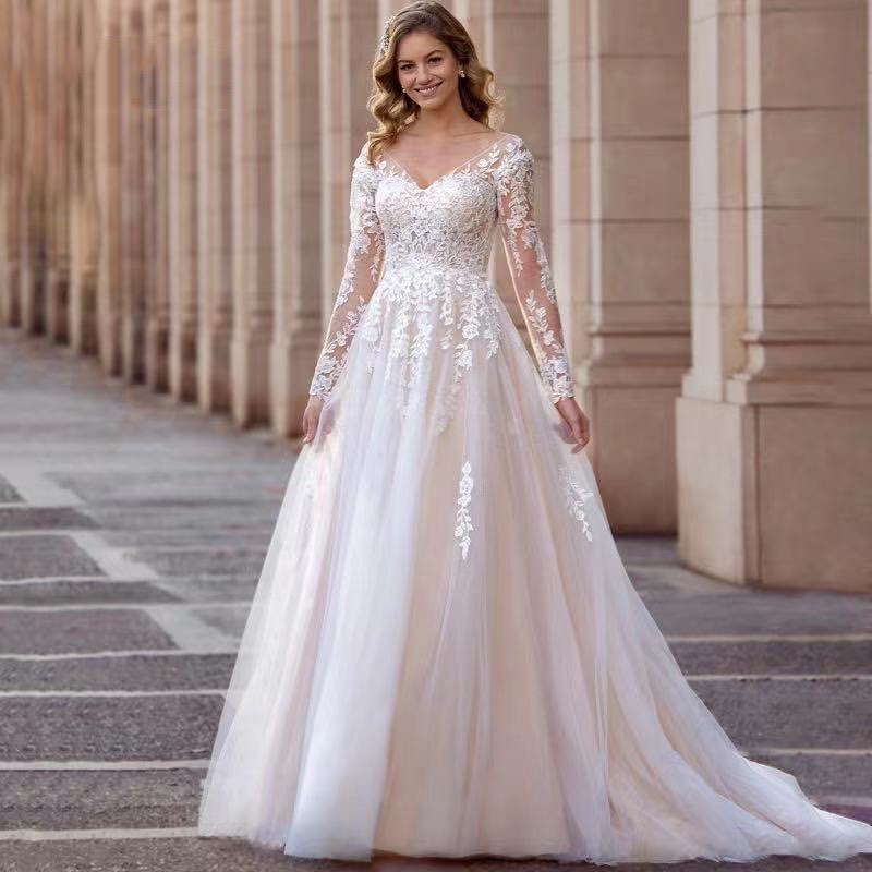 Long Sleeve Wedding Dress LACE Appliques Robe de Mariée wedding dress Long Sleeve Wedding Dress LACE Appliques Robe de Mariée wedding dress
