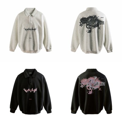 神识麒骥*八面临龙 乌云霾雪 双色空气棉廓形套头 B6翻领卫衣系列