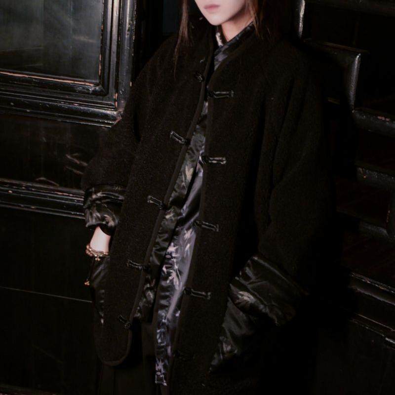 神识麒骥*长崎大勋克己复礼 中式总裁羊羔绒竹叶提花唐装