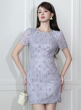 法式富家千金气质连衣裙女2026夏季新款收腰别致超好看裙子21759