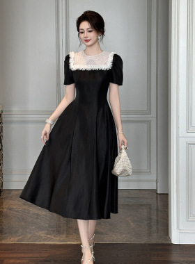 2026夏季新款优雅气质赫本风显瘦收腰大摆连衣裙生日礼服裙21730