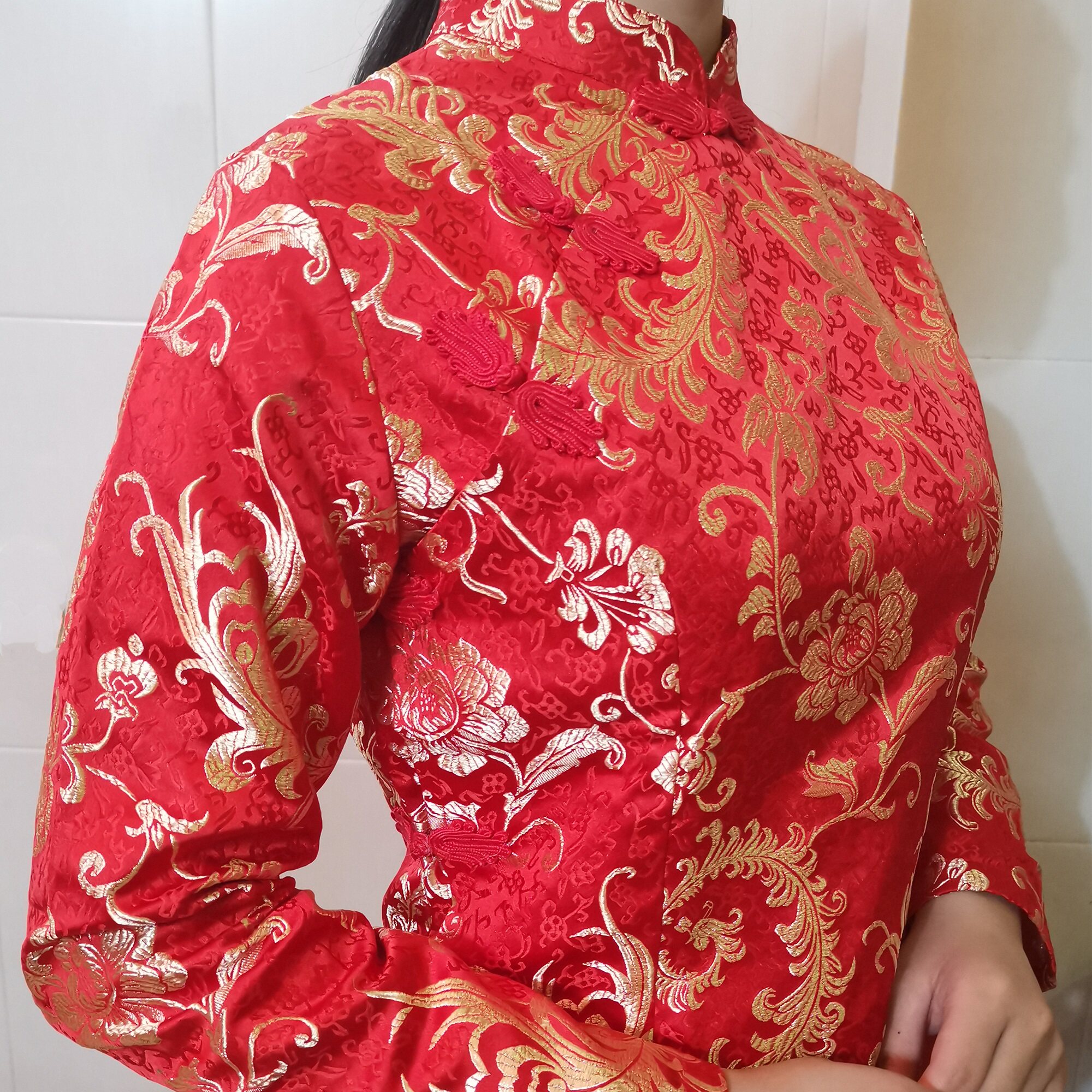 新娘结婚上轿衫潮汕传统五裾齐五居齐五居前嫁衣潮州中式复古新版