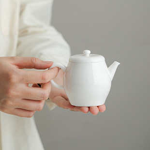 羊脂玉白瓷雅趣壶德化云水功夫茶具陶瓷泡茶壶单壶过滤球孔印logo