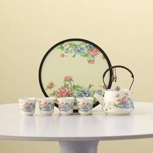 德化功夫茶具个人简约泡茶壶提梁壶一壶两杯女士家用茶盘喝茶套装
