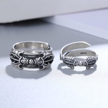 复古紧箍咒金刚杵泰银戒指男女对戒开口饰品情侣藏银指环生日礼物