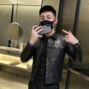 155小个子皮衣XS青年秋冬款S韩版修身小码男装加绒皮夹克翻领外套