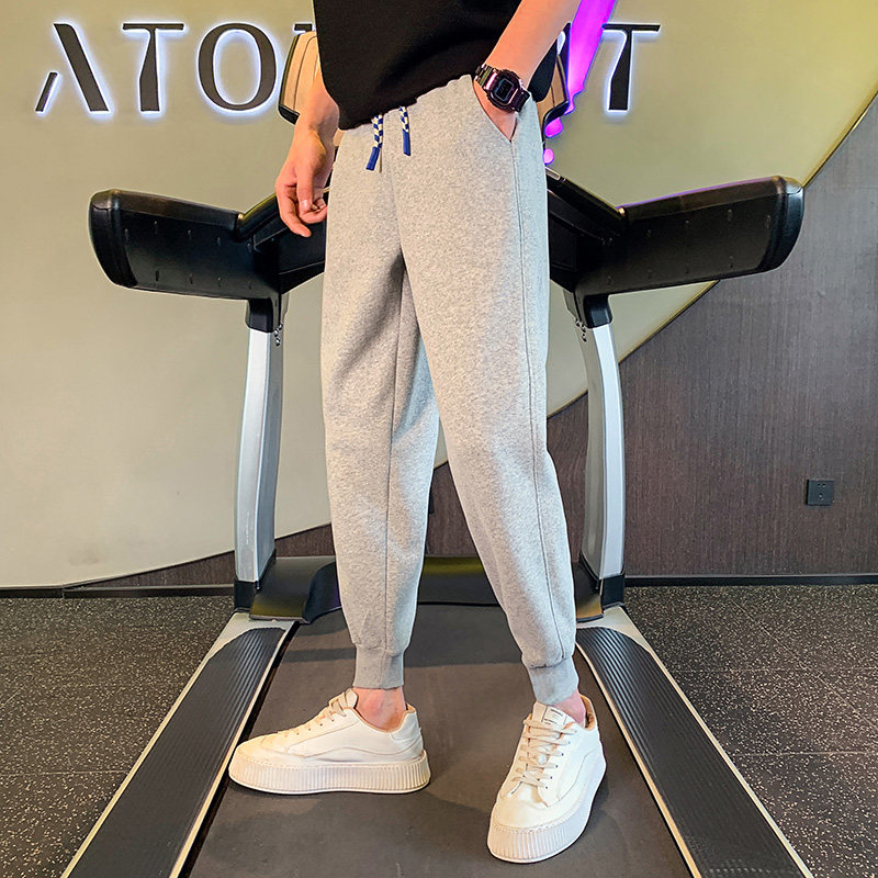 les小码男装160小个子xs码运动裤春秋款九分裤休闲卫裤针织休闲裤