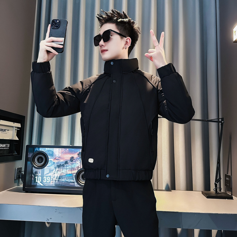 155矮小个子穿搭S号XS小码棉袄社会小伙立领棉衣外套修身棉服男生