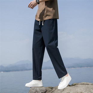 简约九分运动裤 小个子男生夏季 直筒裤 宽松小码 XS号薄款 棉麻休闲裤
