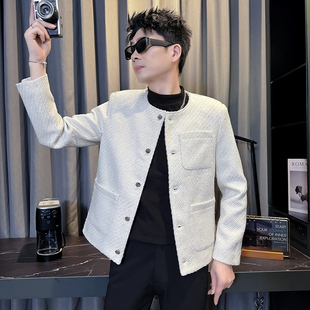 高级感修身青年S毛呢外套短款XS小码男装冬装160小个子厚夹克上衣