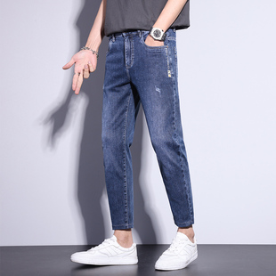 2022款 小脚百搭男裤 潮流牛仔裤 修身 男九分裤 155矮小个26号27小码