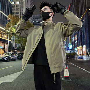潮牌立领外套男XS小码 褂子宽松上衣休闲痞帅气夹克 矮个子青年工装