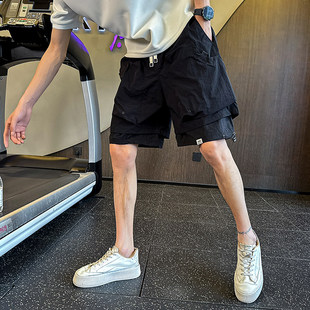 小码男装宽松阔腿工装短裤夏季休闲大裤衩直筒中裤子XS号S五分裤