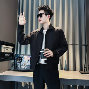 春秋新款假两件外套XS号潮流百搭青年修身矮小个子155S小码夹克男