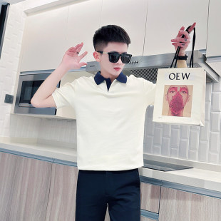 休闲男XS青年时尚 半袖 撞色拼接Polo衫 上衣S小个子小码 T恤 短袖 夏季