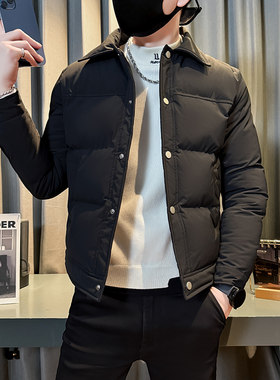XS矮个子冬季韩版修身棉袄短款棉衣男纯色棉服外套XS小码男装155