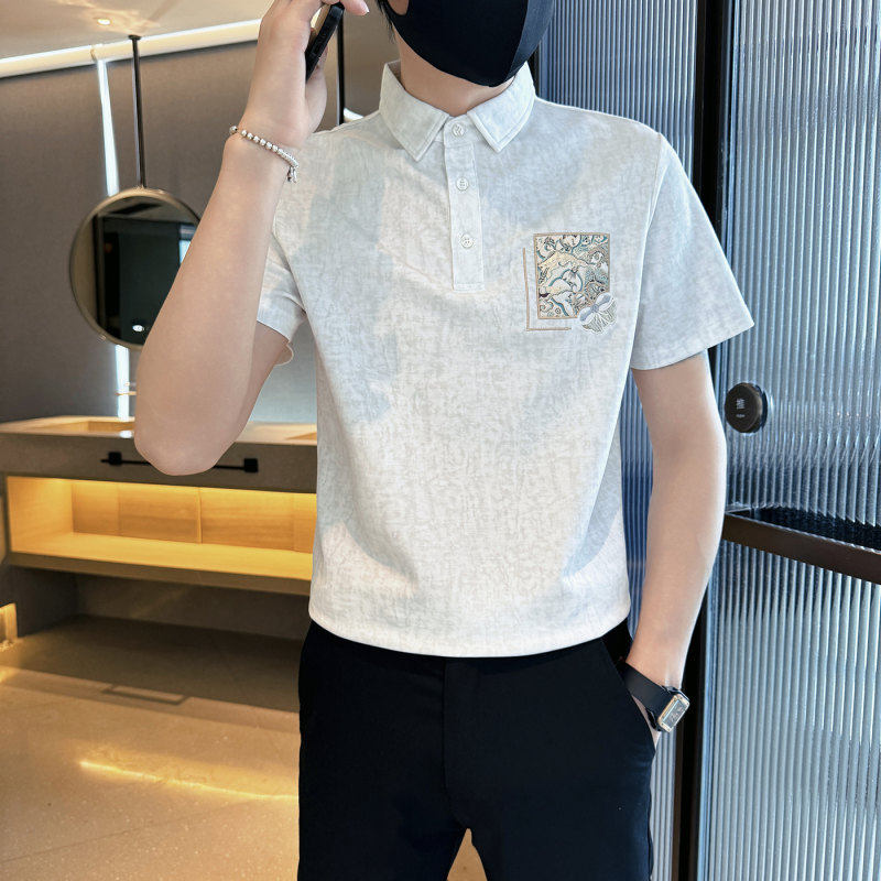 潮牌小个子2026夏季新款短袖T恤S号XS小码翻领Polo衫迷彩袖标半袖