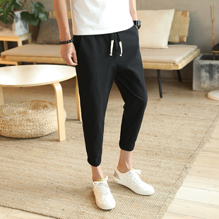 矮个子155-160小码休闲裤男女XS号小脚九分裤S码棉麻裤裤子