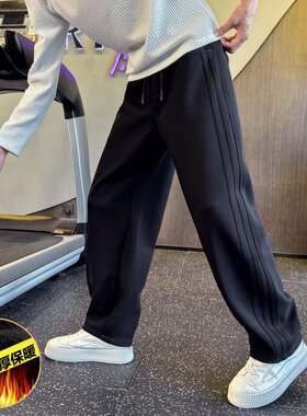 冬装弯刀卫裤男士S号XS小码宽松男裤加绒直筒男款直筒休闲裤子