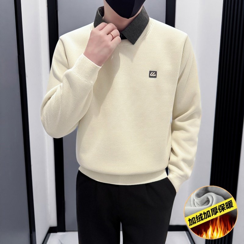 冬装小码男装假两件卫衣男小个子S号S休闲宽松长袖T恤打底衫上衣